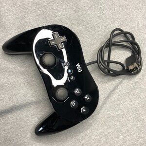 Official Nintendo Wii Pro Controller Classic Black RVL-005 OEM TESTED